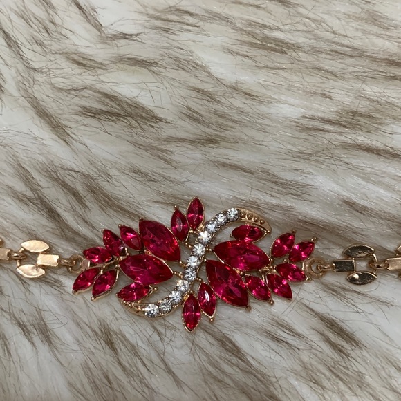 Jewelry - Pink & White Rhinestone Bracelet on gold tone NWOT